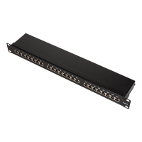 Cat.6 Patchpaneel 24-port afgeschermd, 90° punch down, zwart