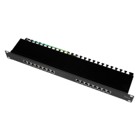 Cat.6 Patchpaneel 16-port afgeschermd, 90° punch down, zwart