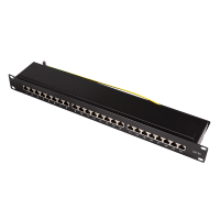 Cat.6A Patchpaneel 24-port afgeschermd, 90° punch down, zwart