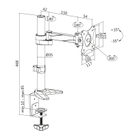 Monitorbeugel, 13–27", aluminium, armlengte: 246 mm