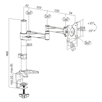 Monitorbeugel, 13–27", aluminium, armlengte: 396 mm