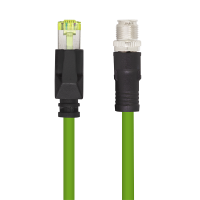 M12 CAT6A industriële patchkabel, PUR, M12 X-gecodeerd naar RJ45, 7.5 mtr