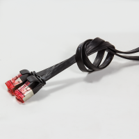 Patchkabel SlimLine, plat, afgeschermd, Cat.6A, U/FTP, zwart , 2 mtr