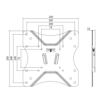 TV-muurbeugel, 23–42", vast, max. 25 kg