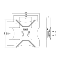 TV-muurbeugel, 23–42", kantelbaar, max. 25 kg.