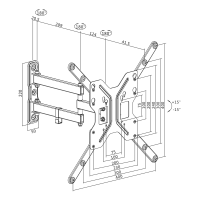 TV-muurbeugel, 23–55", kantelen, draaien, max. 30 kg.