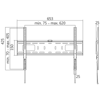 TV-muurbeugel, 37–70", vast, max. 50 kg.