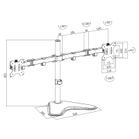 Dubbele monitorstandaard, 13–32", staal, armlengte: elk 460 mm