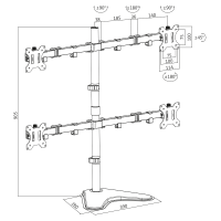 Quad monitorstandaard, 13–32", staal, armlengte: elk 460 mm