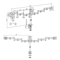 Drievoudige monitorbeugel, 13–27", staal, armlengte: elk 746 mm