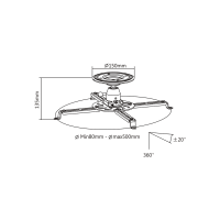 Projectorbeugel, armlengte: 135 mm, wit