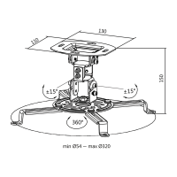 Projectorbeugel, armlengte: 150 mm, wit