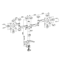 Dubbele monitorhouder, 13–27", aluminium, armlengte: 342 mm