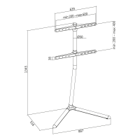 TV-standaard, 49–70", met V-Base, max. 40 kg, zwart