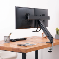 Dubbele monitorhouder, 17–27", met handvat, gebogen schermen