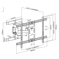 TV-muurbeugel, 43–90", kantelbaar, draaibaar, max. 60 kg.