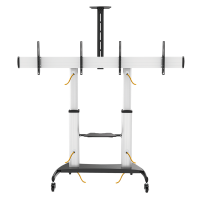 Dubbele TV-monitorwagen, 37–60", elk 50 kg, in hoogte verstelbaar