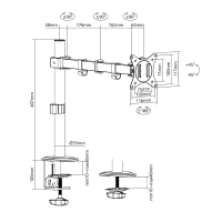 Monitorbeugel, 17–32", armlengte 376 mm, staal, zwart