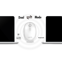 Draadloze en Bluetooth dubbele muis, 2,4 GHz, 800/1200/1600 dpi, wit