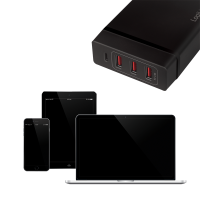 4-poorts USB-tafellader, 3x USB-A, 1x USB-C (PD), 72 W, zwart