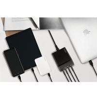 4-poorts USB-tafellader, 3x USB-A, 1x USB-C (PD), 72 W, zwart
