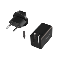 Reisadapter met dubbele USB-aansluiting, Gan, 1x USB-A, 1x USB-C, 30 W, zwart