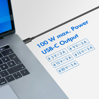 Universele voeding voor notebooks, USB-C-aansluiting (male), 100 W, zwart