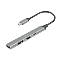 USB 3.2 Gen 1, 4-poorts USB-C hub, slank ontwerp, aluminium behuizing