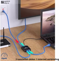 Gigabit Ethernet-splitter 1 naar 3, 1000 Mbit/s, met USB-voeding