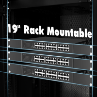 24-poorts Gigabit Ethernet netwerkswitch, desktop of 19" rackmontage