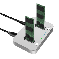 Dual M.2 NVMe SSD dockingstation, offline kloonfunctie, USB 3.2 Gen 2, zilver