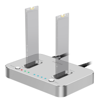 Dual M.2 NVMe SSD dockingstation, offline kloonfunctie, USB 3.2 Gen 2, zilver