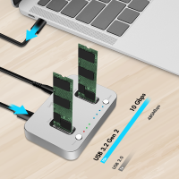 Dual M.2 NVMe SSD dockingstation, offline kloonfunctie, USB 3.2 Gen 2, zilver