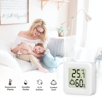 Platte reisthermo-hygrometer (3 st.), met comfortniveau-emoji-weergave, wit