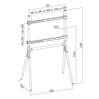 TV-standaard, 49–70", met poten van notenhout, max. 40 kg.