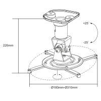 Projectorbeugel, armlengte: 220 mm, wit