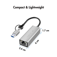 USB-A/-C naar 2.5G Ethernet netwerkadapter, grijs