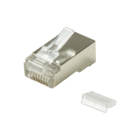 RJ45 modulaire stekker, Cat.5e, afgeschermd, geleideplaat, 100 stuks.