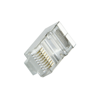 RJ45 modulaire stekker, Cat.6, afgeschermd, zwarte huls, set van 100 stuks.