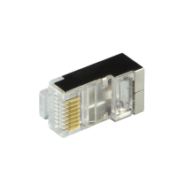 RJ45 modulaire stekker, Cat.6, afgeschermd, zwarte huls, set van 100 stuks.