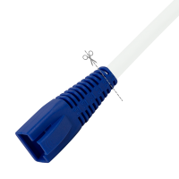 RJ45 trekontlasting, afsnijdbaar, 5,5–5,8 mm, blauw, 50 stuks.