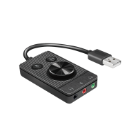 USB 2.0 audioadapter met volumeregeling, 3x 3,5 mm/F, zwart