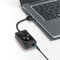 USB 2.0 audioadapter met volumeregeling, 3x 3,5 mm/F, zwart