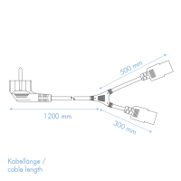 Stroomkabel, CEE 7/7 naar 2x IEC C13, zwart, 1,7 m