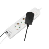 Stopcontact 3-voudig + schakelaar, 3x CEE 7/3, 1x USB-A, 1x USB-C, 1,5 m, wit