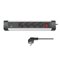 Stopcontact 4-voudig + schakelaar, 4x CEE 7/3, 1x USB-A, 1x USB-C