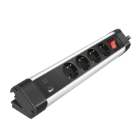 Stopcontact 4-voudig + schakelaar, 4x CEE 7/3, 1x USB-A, 1x USB-C