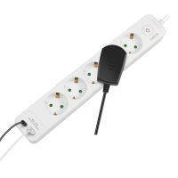 Stopcontact 5-voudig + schakelaar, 5x CEE 7/3, 1x USB-A, 1x USB-C, 1,5 m, wit