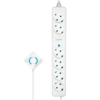 Stopcontact 6-voudig, 4 stuks met voetschakelaar, 6x CEE 7/3, 1,5 m, wit