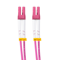 Stalen gepantserde glasvezel patchkabel OM4, Duplex LC/UPC - LC/UPC, 5,0 mtr